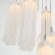 Crystorama Addis 12in 9-Light Pendant | Mid-Century Polished Chrome and White Tronchi Glass | Entryway & Dining Room | 12 x 12 x 21 in | Model ADD-405-CH-WH