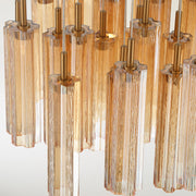 Crystorama Addis 26in 28-Light Pendant | Mid-Century Aged Brass and Amber Tronchi Glass | Entryway & Dining Room | 26 x 26 x 21 in | Model ADD-415-AG-AM