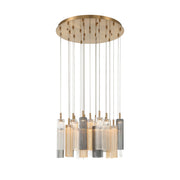 Crystorama Addis 26in 28-Light Pendant | Mid-Century Aged Brass and Autumn Tronchi Glass | Entryway & Dining Room | 26 x 26 x 21 in | Model ADD-415-AG-AU
