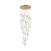 Crystorama Addis 26in 28-Light Pendant | Mid-Century Aged Brass and Clear Tronchi Glass | Entryway & Dining Room | 26 x 26 x 21 in | Model ADD-415-AG-CL