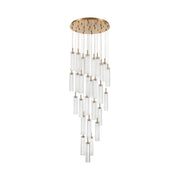 Crystorama Addis 26in 28-Light Pendant | Mid-Century Aged Brass and Clear Tronchi Glass | Entryway & Dining Room | 26 x 26 x 21 in | Model ADD-415-AG-CL