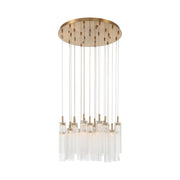 Crystorama Addis 26in 28-Light Pendant | Mid-Century Aged Brass and Clear Tronchi Glass | Entryway & Dining Room | 26 x 26 x 21 in | Model ADD-415-AG-CL