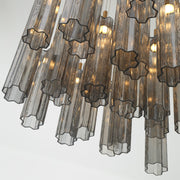 Crystorama Addis 26in 28-Light Pendant | Mid-Century Aged Brass and Smoke Tronchi Glass | Entryway & Dining Room | 26 x 26 x 21 in | Model ADD-415-AG-SM