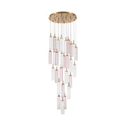 Crystorama Addis 26in 28-Light Pendant | Mid-Century Aged Brass and Spring Tronchi Glass | Entryway & Staircase | 26 x 26 x 21 in | Model ADD-415-AG-SP