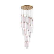 Crystorama Addis 26in 28-Light Pendant | Mid-Century Aged Brass and Spring Tronchi Glass | Entryway & Staircase | 26 x 26 x 21 in | Model ADD-415-AG-SP