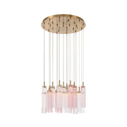 Crystorama Addis 26in 28-Light Pendant | Mid-Century Aged Brass and Spring Tronchi Glass | Entryway & Staircase | 26 x 26 x 21 in | Model ADD-415-AG-SP