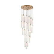 Crystorama Addis 26in 28-Light Pendant | Mid-Century Aged Brass and White Tronchi Glass | Entryway & Staircase | 26 x 26 x 21 in | Model ADD-415-AG-WH