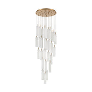 Crystorama Addis 26in 28-Light Pendant | Mid-Century Aged Brass and White Tronchi Glass | Entryway & Staircase | 26 x 26 x 21 in | Model ADD-415-AG-WH