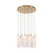 Crystorama Addis 26in 28-Light Pendant | Mid-Century Aged Brass and White Tronchi Glass | Entryway & Staircase | 26 x 26 x 21 in | Model ADD-415-AG-WH