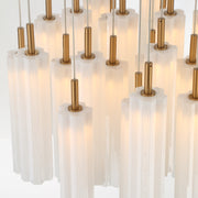 Crystorama Addis 26in 28-Light Pendant | Mid-Century Aged Brass and White Tronchi Glass | Entryway & Staircase | 26 x 26 x 21 in | Model ADD-415-AG-WH