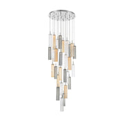 Crystorama Addis 26in 28-Light Pendant | Mid-Century Polished Chrome and Autumn Tronchi Glass | Entryway & Staircase | 26 x 26 x 21 in | Model ADD-415-CH-AU