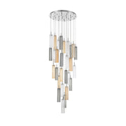 Crystorama Addis 26in 28-Light Pendant | Mid-Century Polished Chrome and Autumn Tronchi Glass | Entryway & Staircase | 26 x 26 x 21 in | Model ADD-415-CH-AU