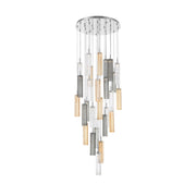 Crystorama Addis 26in 28-Light Pendant | Mid-Century Polished Chrome and Autumn Tronchi Glass | Entryway & Staircase | 26 x 26 x 21 in | Model ADD-415-CH-AU