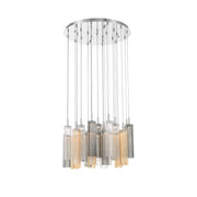Crystorama Addis 26in 28-Light Pendant | Mid-Century Polished Chrome and Autumn Tronchi Glass | Entryway & Staircase | 26 x 26 x 21 in | Model ADD-415-CH-AU