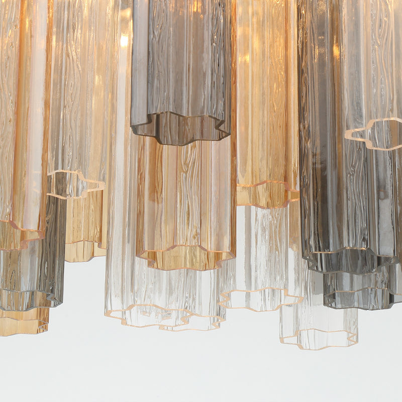 Crystorama Addis 26in 28-Light Pendant | Mid-Century Polished Chrome and Autumn Tronchi Glass | Entryway & Staircase | 26 x 26 x 21 in | Model ADD-415-CH-AU