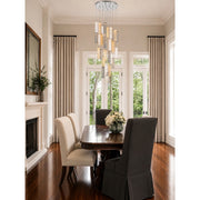 Crystorama Addis 26in 28-Light Pendant | Mid-Century Polished Chrome and Autumn Tronchi Glass | Entryway & Staircase | 26 x 26 x 21 in | Model ADD-415-CH-AU