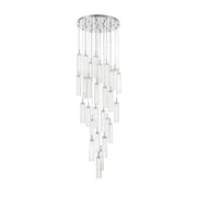 Crystorama Addis 26in 28-Light Pendant | Mid-Century Polished Chrome and Clear Tronchi Glass | Entryway & Staircase | 26 x 26 x 21 in | Model ADD-415-CH-CL