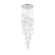 Crystorama Addis 26in 28-Light Pendant | Mid-Century Polished Chrome and Clear Tronchi Glass | Entryway & Staircase | 26 x 26 x 21 in | Model ADD-415-CH-CL