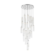 Crystorama Addis 26in 28-Light Pendant | Mid-Century Polished Chrome and Clear Tronchi Glass | Entryway & Staircase | 26 x 26 x 21 in | Model ADD-415-CH-CL