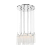 Crystorama Addis 26in 28-Light Pendant | Mid-Century Polished Chrome and Clear Tronchi Glass | Entryway & Staircase | 26 x 26 x 21 in | Model ADD-415-CH-CL