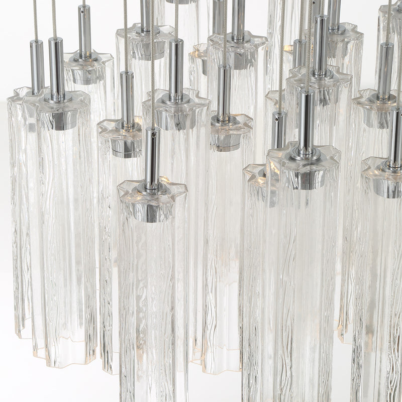 Crystorama Addis 26in 28-Light Pendant | Mid-Century Polished Chrome and Clear Tronchi Glass | Entryway & Staircase | 26 x 26 x 21 in | Model ADD-415-CH-CL