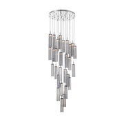 Crystorama Addis 26in 28-Light LED Pendant | Mid-Century Polished Chrome and Smoke Tronchi Glass | Entryway & Dining Room | 26 x 26 x 21 in | Model ADD-415-CH-SM