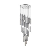 Crystorama Addis 26in 28-Light LED Pendant | Mid-Century Polished Chrome and Smoke Tronchi Glass | Entryway & Dining Room | 26 x 26 x 21 in | Model ADD-415-CH-SM