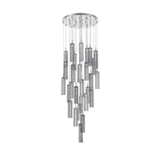 Crystorama Addis 26in 28-Light LED Pendant | Mid-Century Polished Chrome and Smoke Tronchi Glass | Entryway & Dining Room | 26 x 26 x 21 in | Model ADD-415-CH-SM