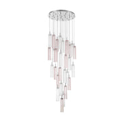 Crystorama Addis 26in 28-Light LED Pendant | Mid-Century Polished Chrome and Spring Tronchi Glass | Entryway & Dining Room | 26 x 26 x 21 in | Model ADD-415-CH-SP