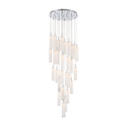 Crystorama Addis 26in 28-Light LED Pendant | Mid-Century Polished Chrome and White Tronchi Glass | Entryway & Dining Room | 26 x 26 x 21 in | Model ADD-415-CH-WH