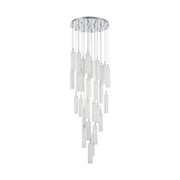 Crystorama Addis 26in 28-Light LED Pendant | Mid-Century Polished Chrome and White Tronchi Glass | Entryway & Dining Room | 26 x 26 x 21 in | Model ADD-415-CH-WH
