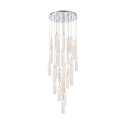 Crystorama Addis 26in 28-Light LED Pendant | Mid-Century Polished Chrome and White Tronchi Glass | Entryway & Dining Room | 26 x 26 x 21 in | Model ADD-415-CH-WH