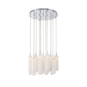 Crystorama Addis 26in 28-Light LED Pendant | Mid-Century Polished Chrome and White Tronchi Glass | Entryway & Dining Room | 26 x 26 x 21 in | Model ADD-415-CH-WH