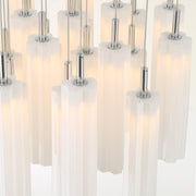 Crystorama Addis 26in 28-Light LED Pendant | Mid-Century Polished Chrome and White Tronchi Glass | Entryway & Dining Room | 26 x 26 x 21 in | Model ADD-415-CH-WH