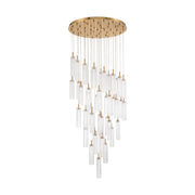 Crystorama Addis 36in 46-Light Pendant | Mid-Century Aged Brass Steel and Clear Tronchi Glass | Entryway & Dining Room | 36 x 36 x 21 in | Model ADD-423-AG-CL