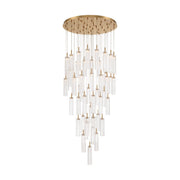 Crystorama Addis 36in 46-Light Pendant | Mid-Century Aged Brass Steel and Clear Tronchi Glass | Entryway & Dining Room | 36 x 36 x 21 in | Model ADD-423-AG-CL