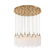 Crystorama Addis 36in 46-Light Pendant | Mid-Century Aged Brass Steel and Clear Tronchi Glass | Entryway & Dining Room | 36 x 36 x 21 in | Model ADD-423-AG-CL