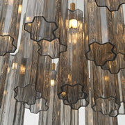 Crystorama Addis 36in 46-Light Pendant | Mid-Century Aged Brass Steel and Smoke Tronchi Glass | Entryway & Dining Room | 36 x 36 x 21 in | Model ADD-423-AG-SM