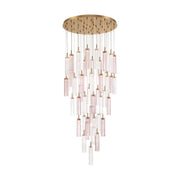 Crystorama Addis 36in 46-Light Pendant | Mid-Century Aged Brass Steel and Spring Tronchi Glass | Entryway & Dining Room | 36 x 36 x 21 in | Model ADD-423-AG-SP