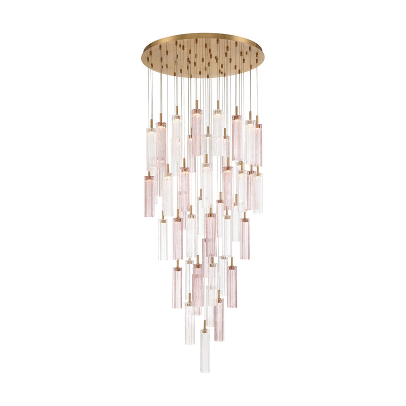 Crystorama Addis 36in 46-Light Pendant | Mid-Century Aged Brass Steel and Spring Tronchi Glass | Entryway & Dining Room | 36 x 36 x 21 in | Model ADD-423-AG-SP