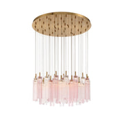 Crystorama Addis 36in 46-Light Pendant | Mid-Century Aged Brass Steel and Spring Tronchi Glass | Entryway & Dining Room | 36 x 36 x 21 in | Model ADD-423-AG-SP