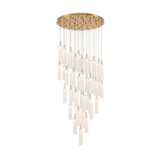Crystorama Addis 36in 46-Light Pendant | Mid-Century Aged Brass and White Tronchi Glass | Entryway & Dining Room | 36 x 36 x 21 in | Model ADD-423-AG-WH