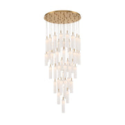 Crystorama Addis 36in 46-Light Pendant | Mid-Century Aged Brass and White Tronchi Glass | Entryway & Dining Room | 36 x 36 x 21 in | Model ADD-423-AG-WH