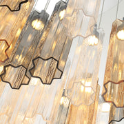 Crystorama Addis 36in 46-Light Pendant | Mid-Century Aged Brass and White Tronchi Glass | Entryway & Dining Room | 36 x 36 x 21 in | Model ADD-423-AG-WH