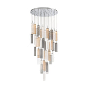 Crystorama Addis 36in 46-Light Pendant | Mid-Century Polished Chrome and Autumn Tronchi Glass | Entryway & Dining Room | 36 x 36 x 21 in | Model ADD-423-CH-AU