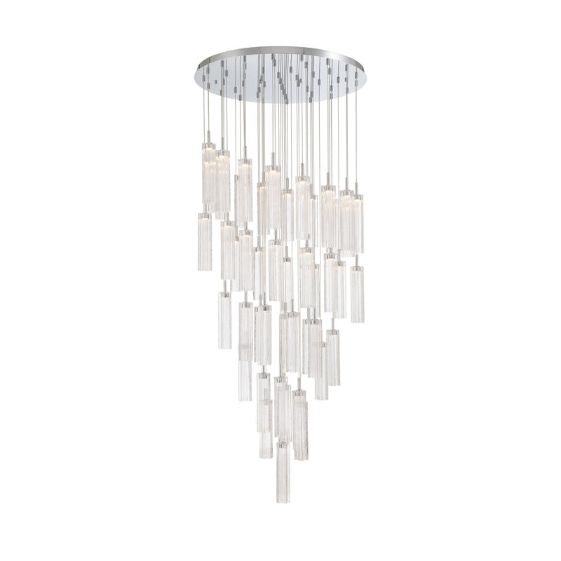 Crystorama Addis 36in 46-Light Pendant | Mid-Century Polished Chrome and Clear Tronchi Glass | Entryway & Dining Room | 36 x 36 x 21 in | Model ADD-423-CH-CL