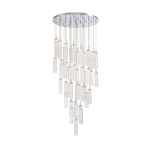 Crystorama Addis 36in 46-Light Pendant | Mid-Century Polished Chrome and Clear Tronchi Glass | Entryway & Dining Room | 36 x 36 x 21 in | Model ADD-423-CH-CL