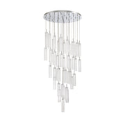Crystorama Addis 36in 46-Light Pendant | Mid-Century Polished Chrome and Clear Tronchi Glass | Entryway & Dining Room | 36 x 36 x 21 in | Model ADD-423-CH-CL