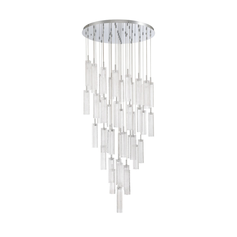 Crystorama Addis 36in 46-Light Pendant | Mid-Century Polished Chrome and Clear Tronchi Glass | Entryway & Dining Room | 36 x 36 x 21 in | Model ADD-423-CH-CL