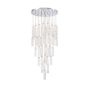Crystorama Addis 36in 46-Light Pendant | Mid-Century Polished Chrome and Clear Tronchi Glass | Entryway & Dining Room | 36 x 36 x 21 in | Model ADD-423-CH-CL